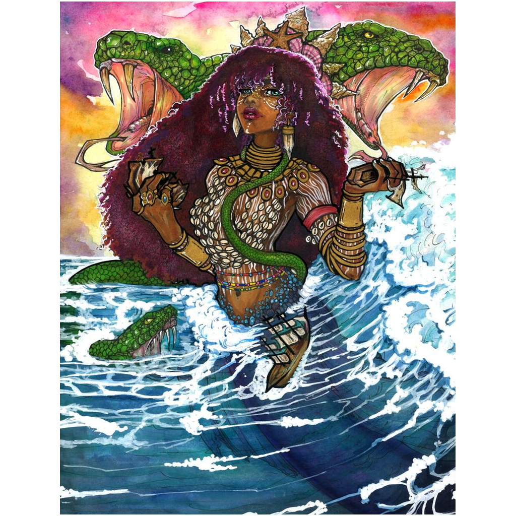 絵画 mami Mami Wata: Spirit of the Deep Fine Art Print – Hardcore Vigilante