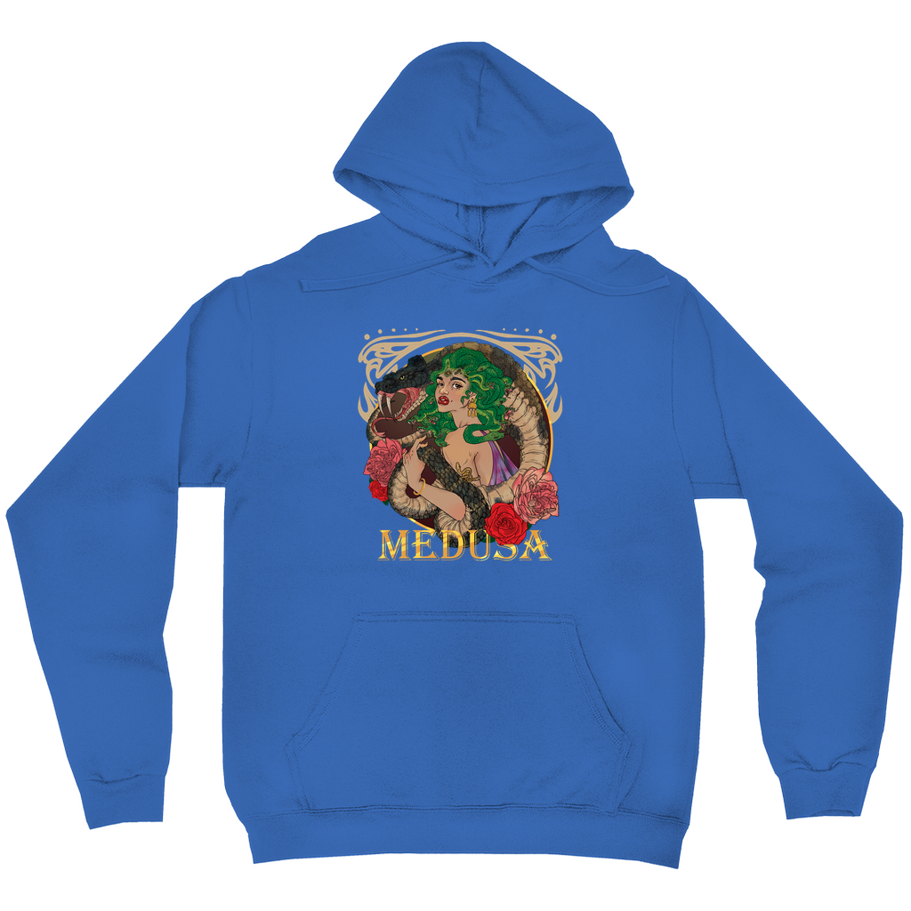 Medusa Portrait Pullover Hoodie in Black