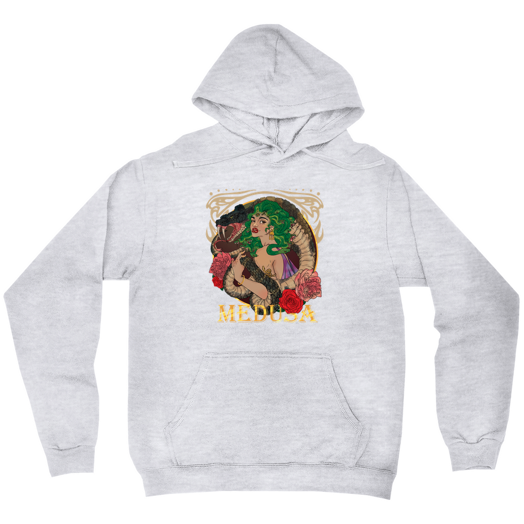 Medusa Portrait Pullover Hoodie in Black