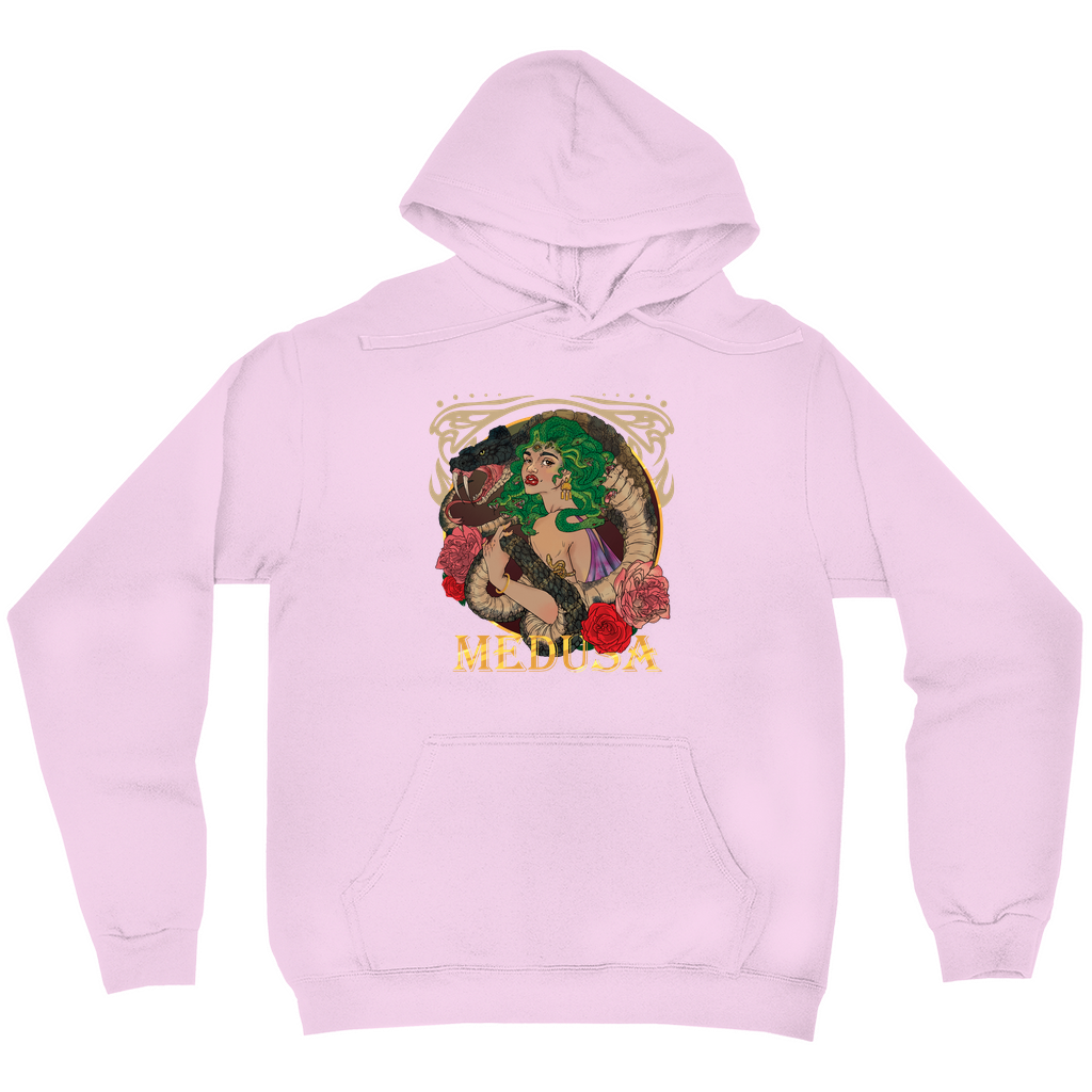 Medusa Portrait Pullover Hoodie in Black