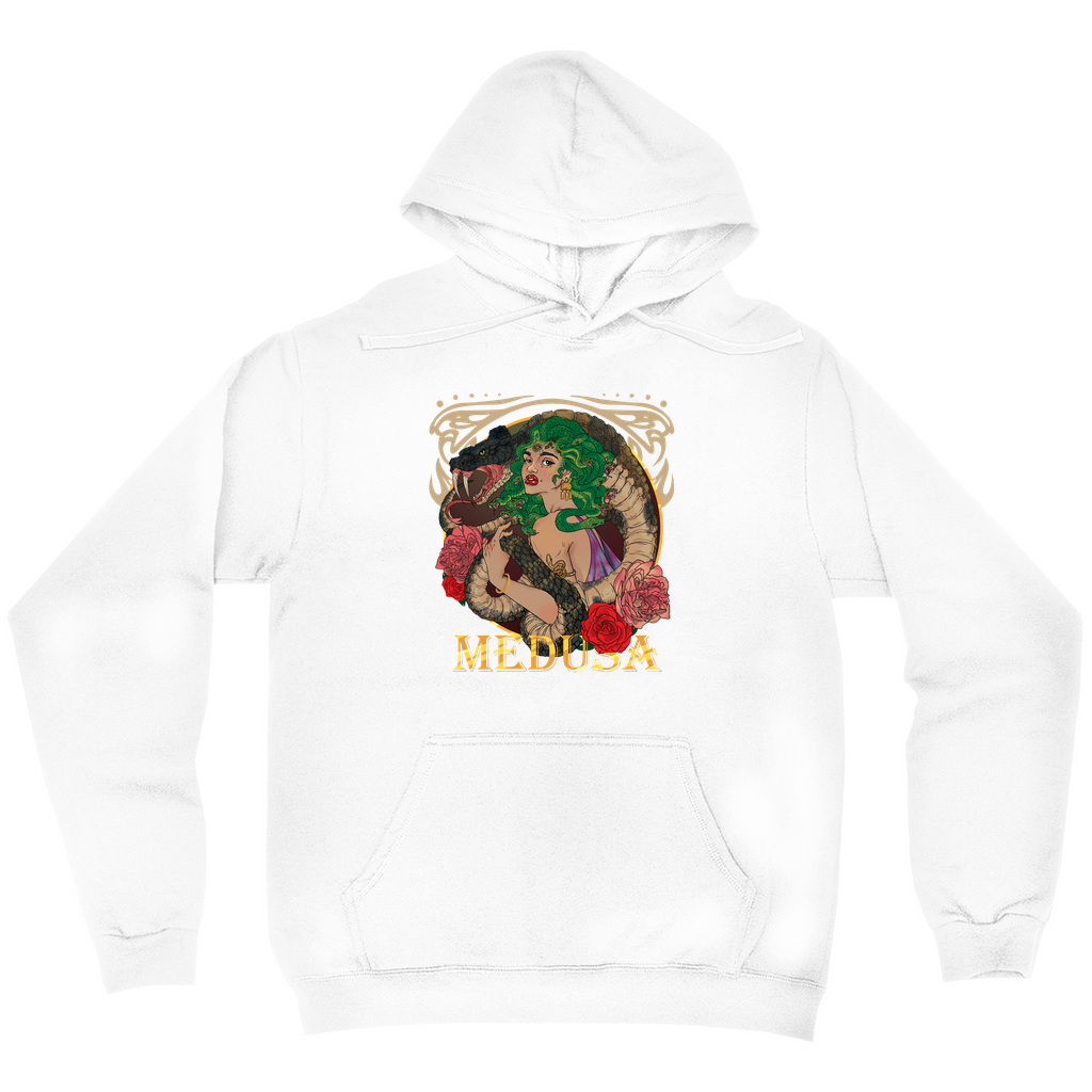 Medusa Portrait Pullover Hoodie in Black