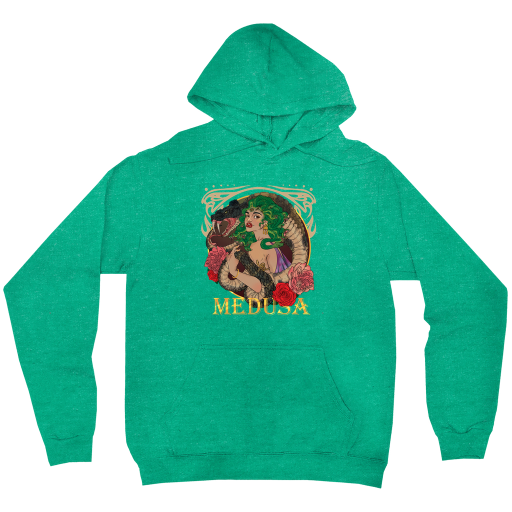 Medusa Portrait Pullover Hoodie in Black