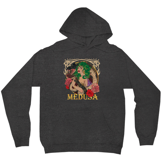 Medusa Portrait Pullover Hoodie in Black