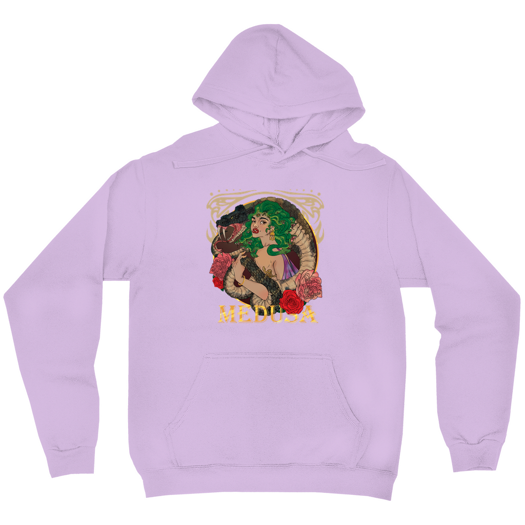 Medusa Portrait Pullover Hoodie in Black